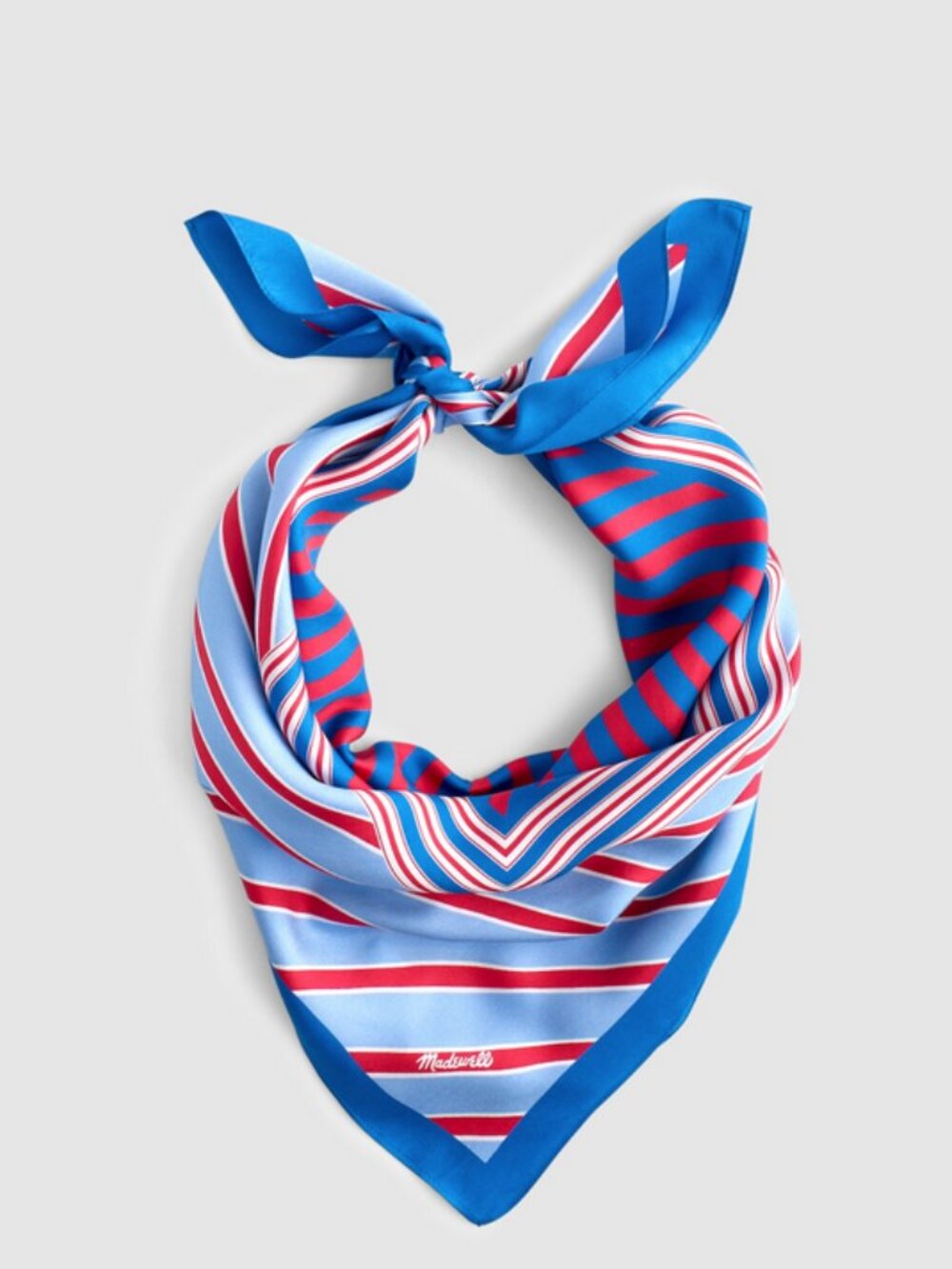 New Madewell Medium Silk Bandana Bias Stripe Cmbo Tranquil